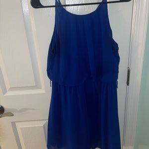 Blue Flowy Halter Dress